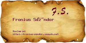Fronius Sándor névjegykártya